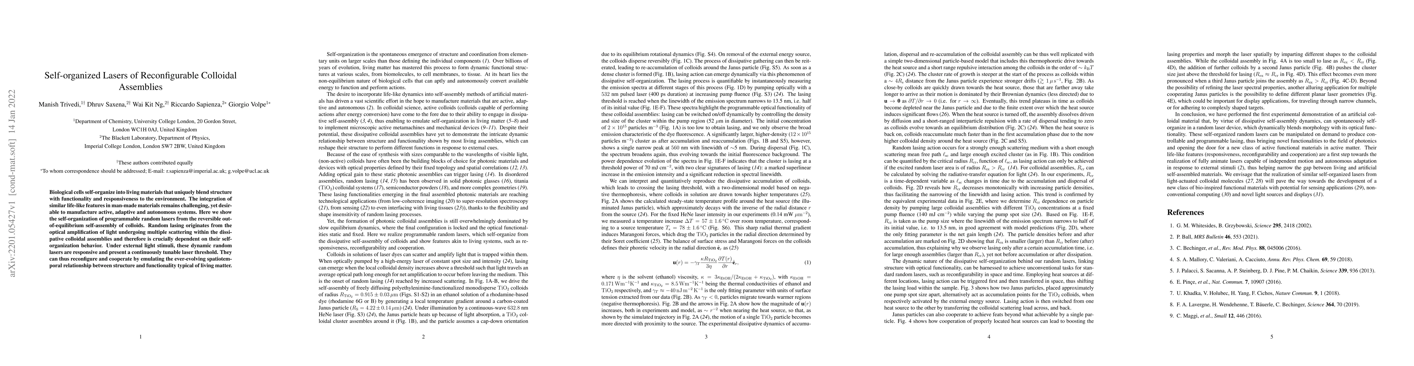 Thumbnail for Self-organized lasers of reconfigurable colloidal assemblies