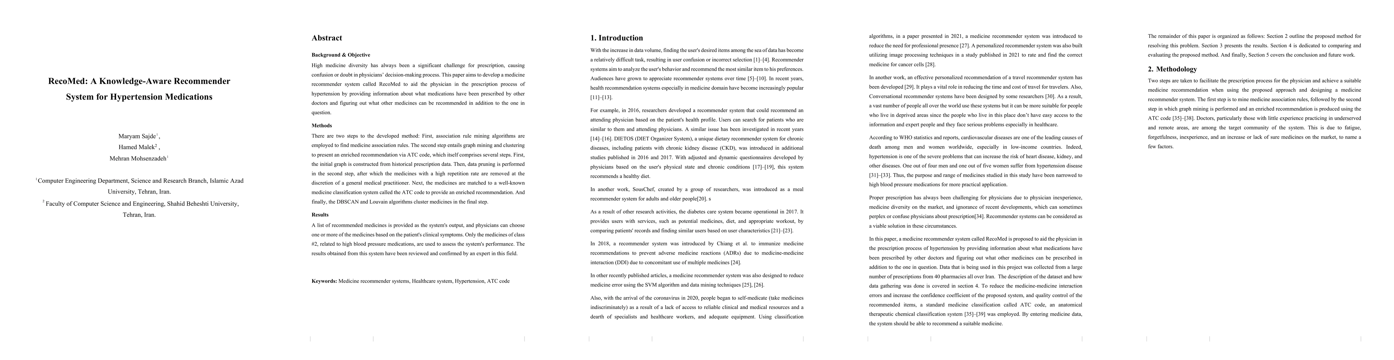 Thumbnail for RecoMed: A Knowledge-Aware Recommender System for Hypertension
  Medications