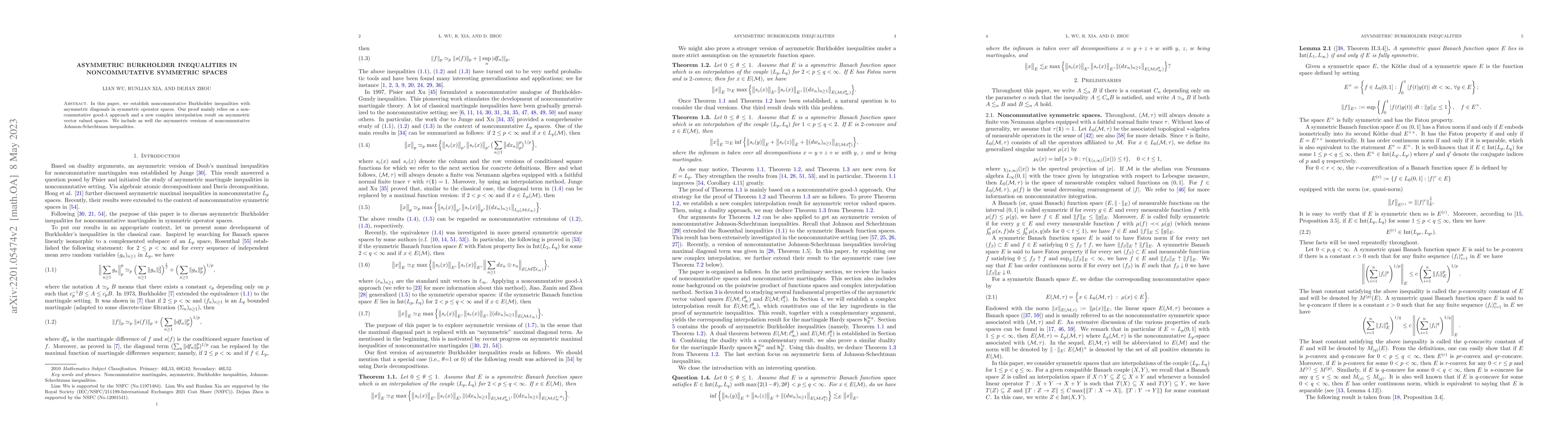 Thumbnail for Asymmetric Burkholder inequalities in noncommutative symmetric spaces