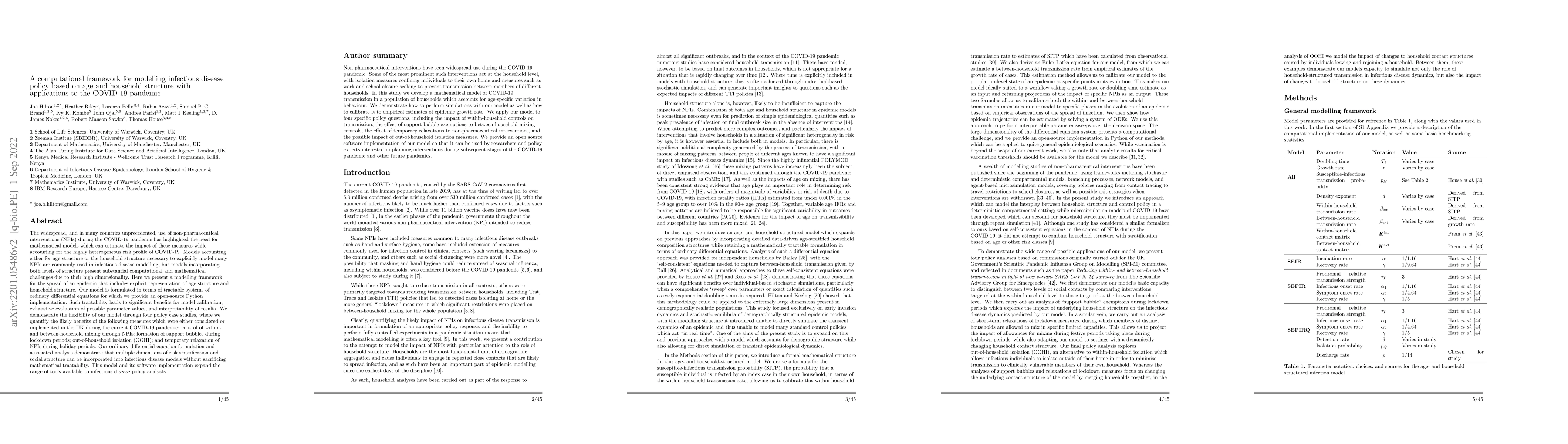 Thumbnail for A computational framework for modelling infectious disease policy based
  on age and household structure with applications to the COVID-19 pandemic