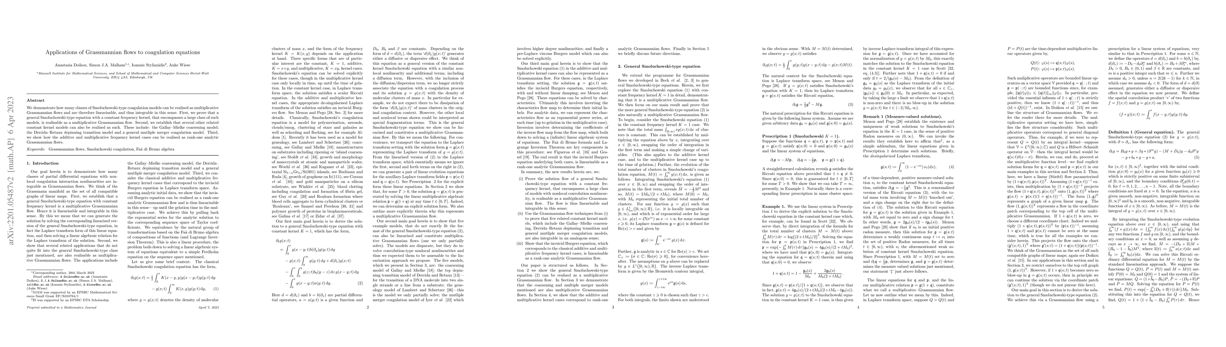 Thumbnail for Applications of Grassmannian flows to coagulation systems