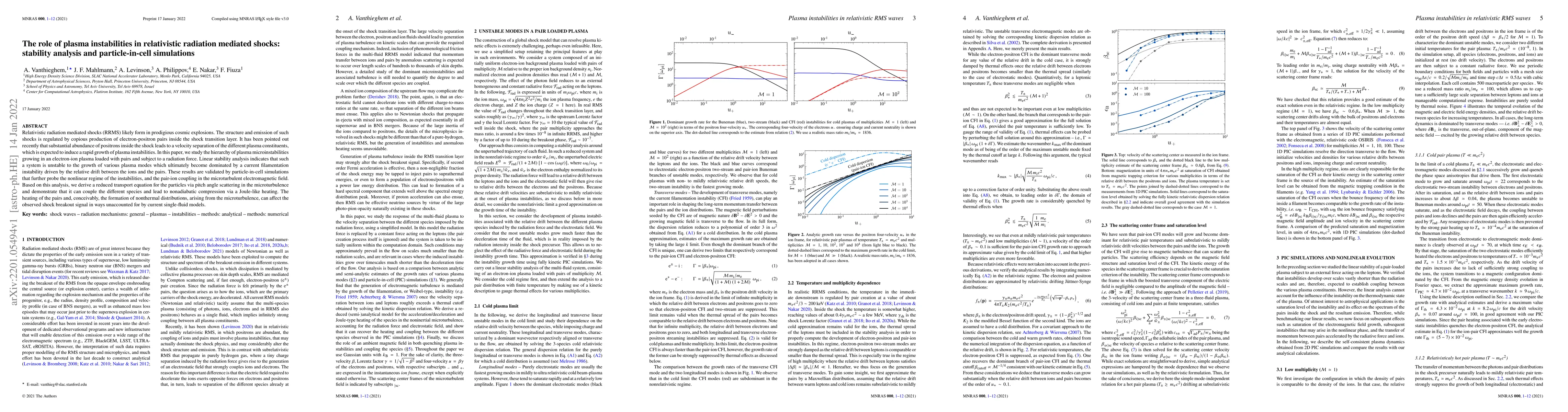 Thumbnail for The role of plasma instabilities in relativistic radiation mediated
  shocks: stability analysis and particle-in-cell simulations