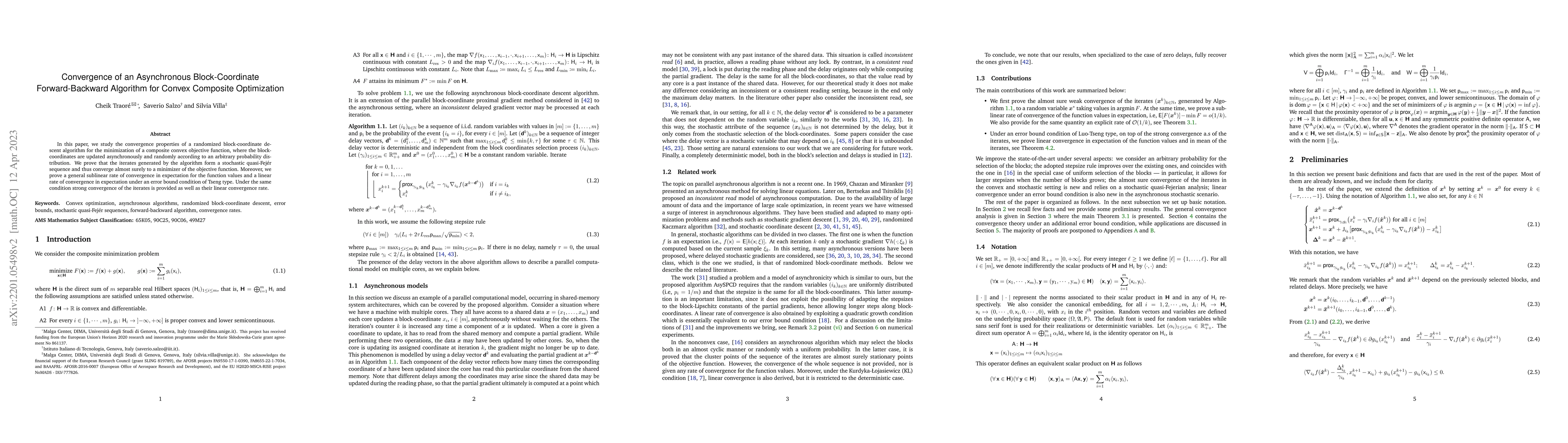 Thumbnail for Convergence of an Asynchronous Block-Coordinate Forward-Backward
  Algorithm for Convex Composite Optimization