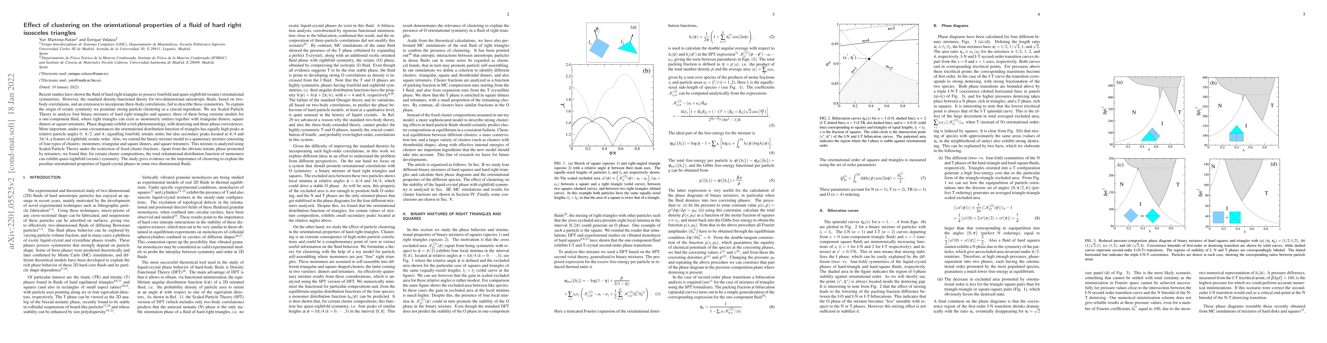 Thumbnail for Effect of clustering on the orientational properties of a fluid of hard
  right isosceles triangles
