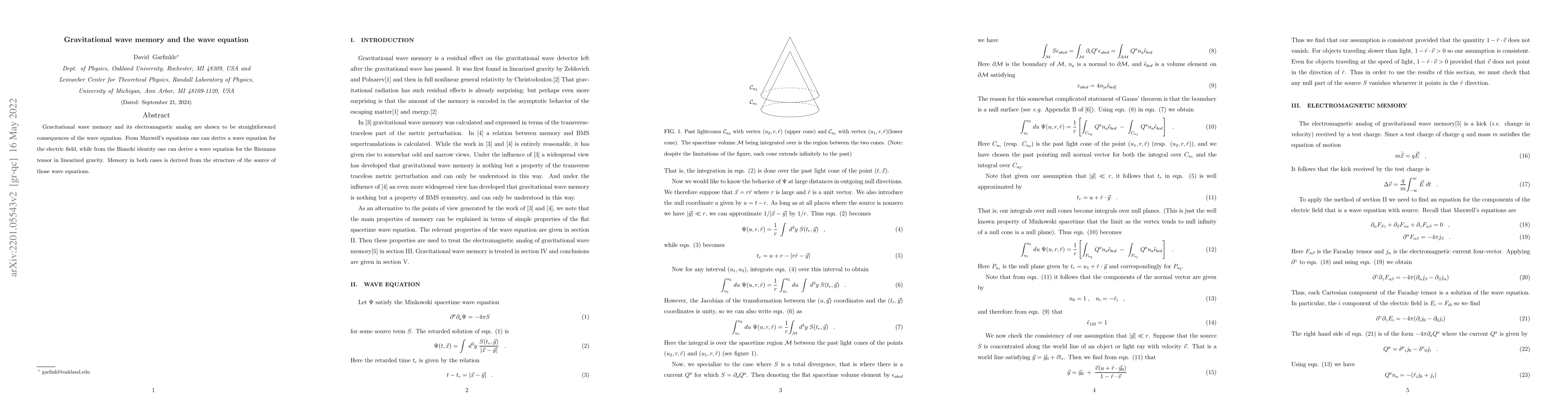 Thumbnail for Gravitational wave memory and the wave equation