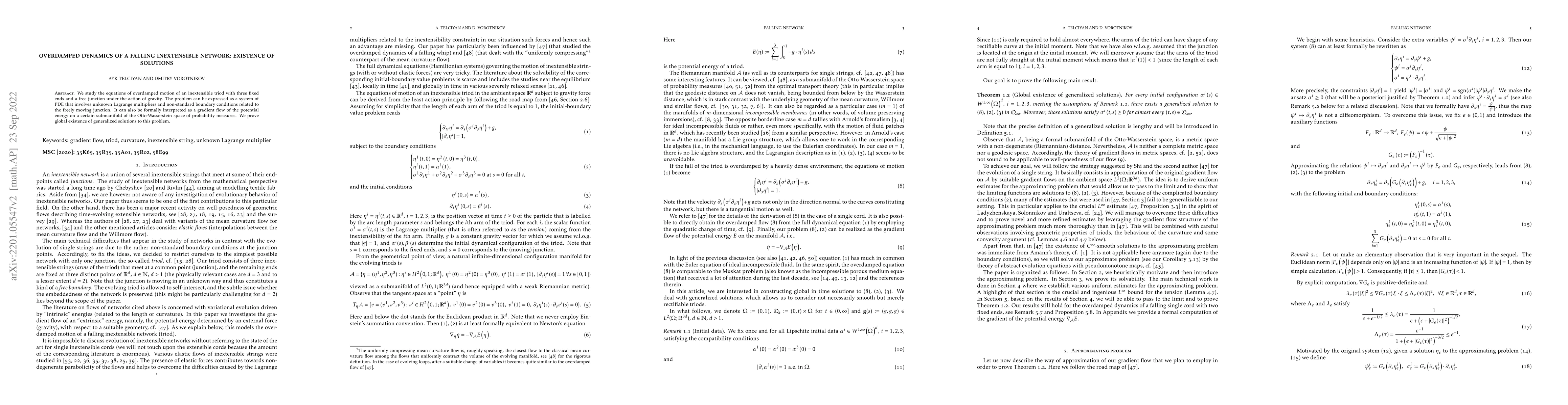 Thumbnail for Overdamped Dynamics of a Falling Inextensible Network: Existence of
  Solutions