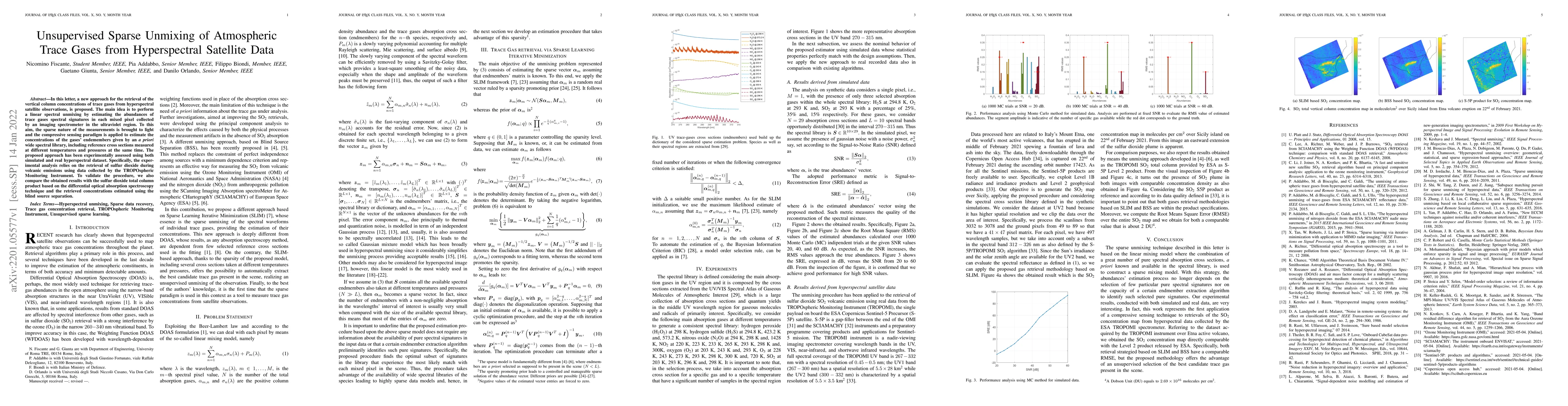 Thumbnail for Unsupervised Sparse Unmixing of Atmospheric Trace Gases from
  Hyperspectral Satellite Data