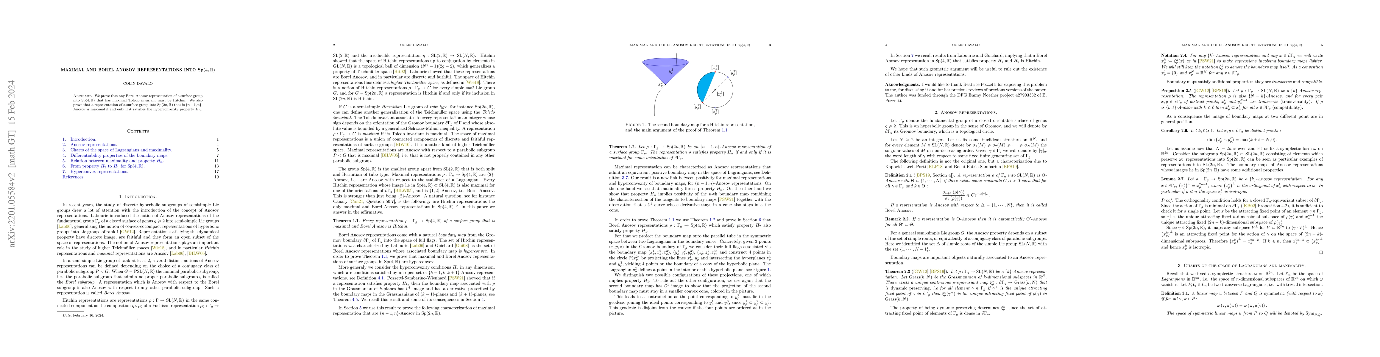 Thumbnail for Maximal and Borel Anosov representations in $Sp(4,\mathbb{R})$
