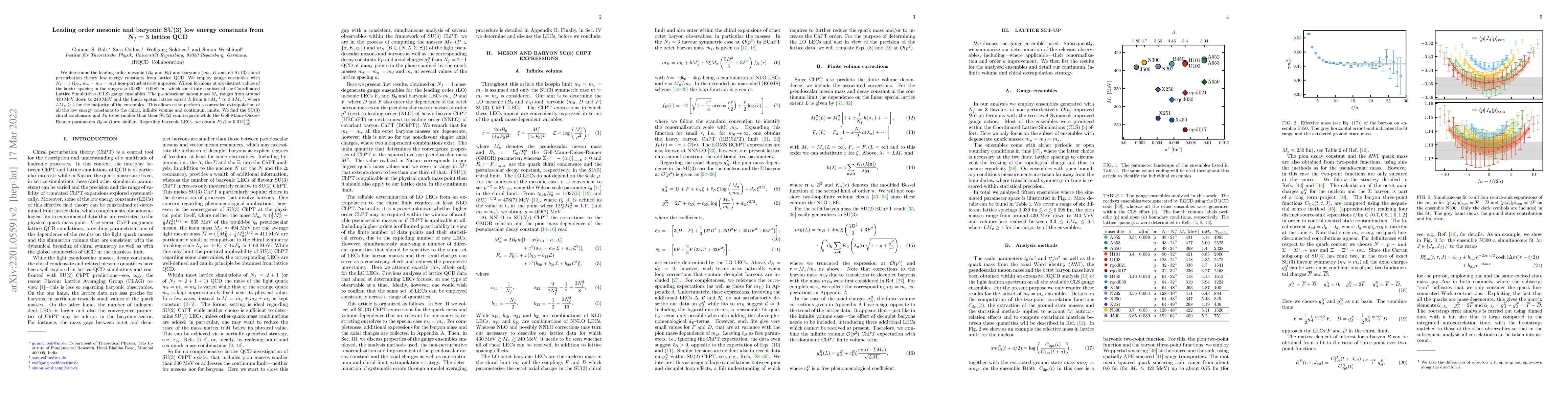 Thumbnail for Leading order mesonic and baryonic SU(3) low energy constants from $N_f
  = 3$ lattice QCD