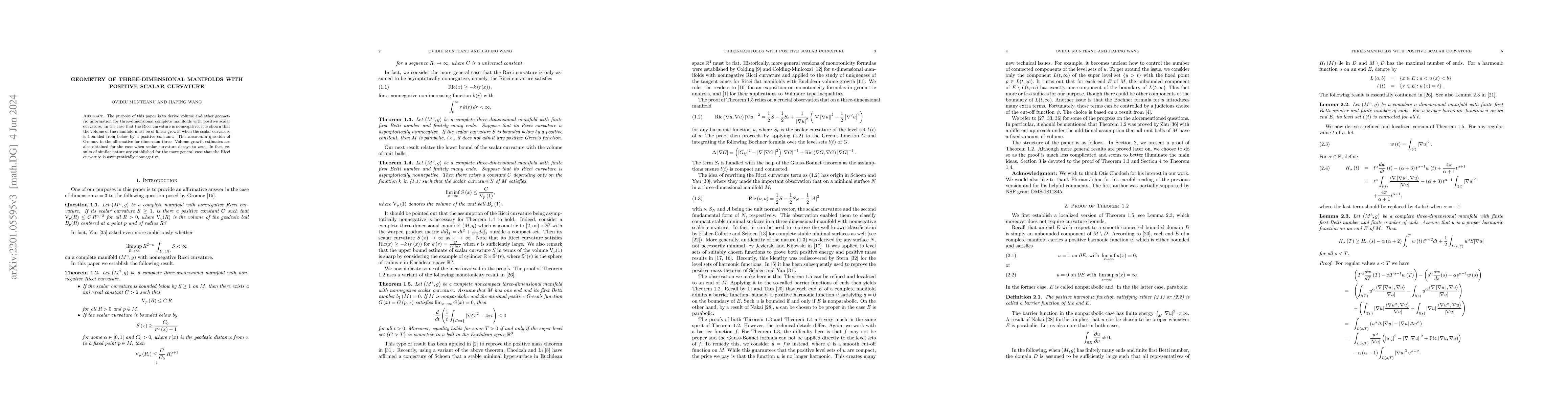 Thumbnail for Geometry of three-dimensional manifolds with positive scalar curvature