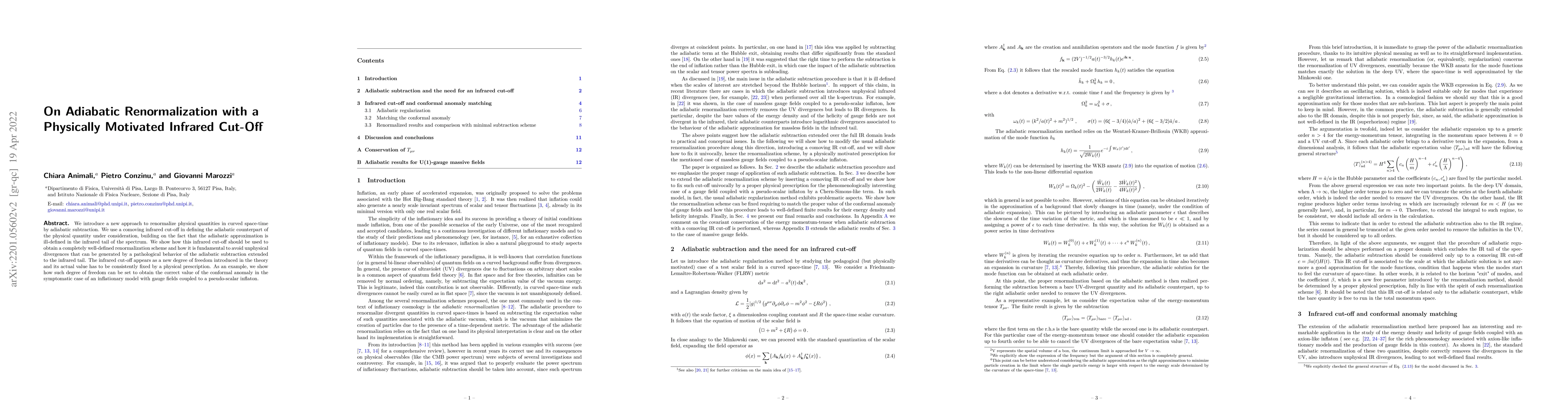 Thumbnail for On Adiabatic Renormalization with a Physically Motivated Infrared
  Cut-Off