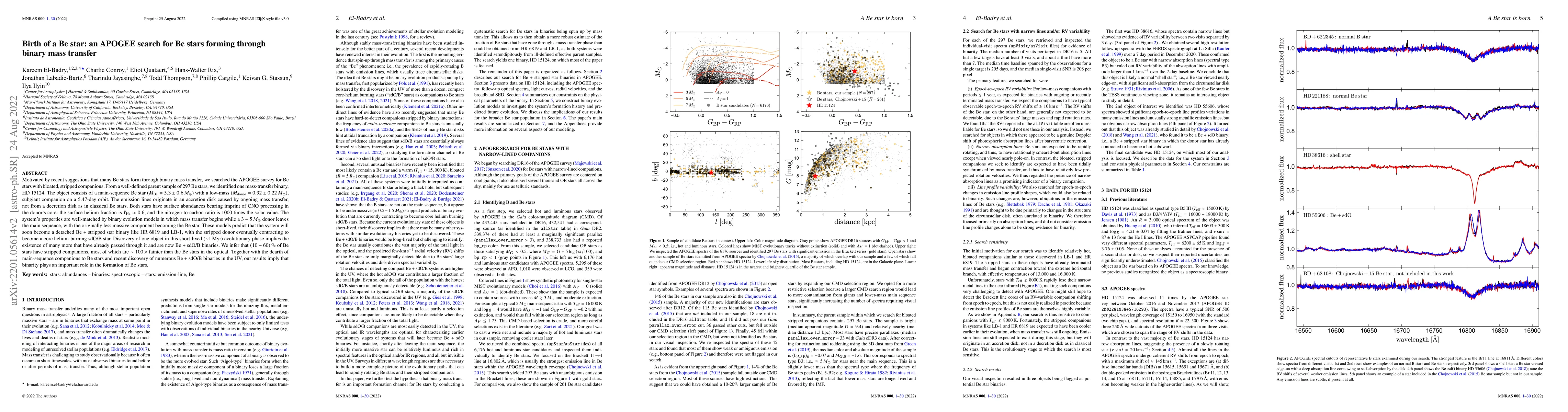 Thumbnail for Birth of a Be star: an APOGEE search for Be stars forming through binary
  mass transfer