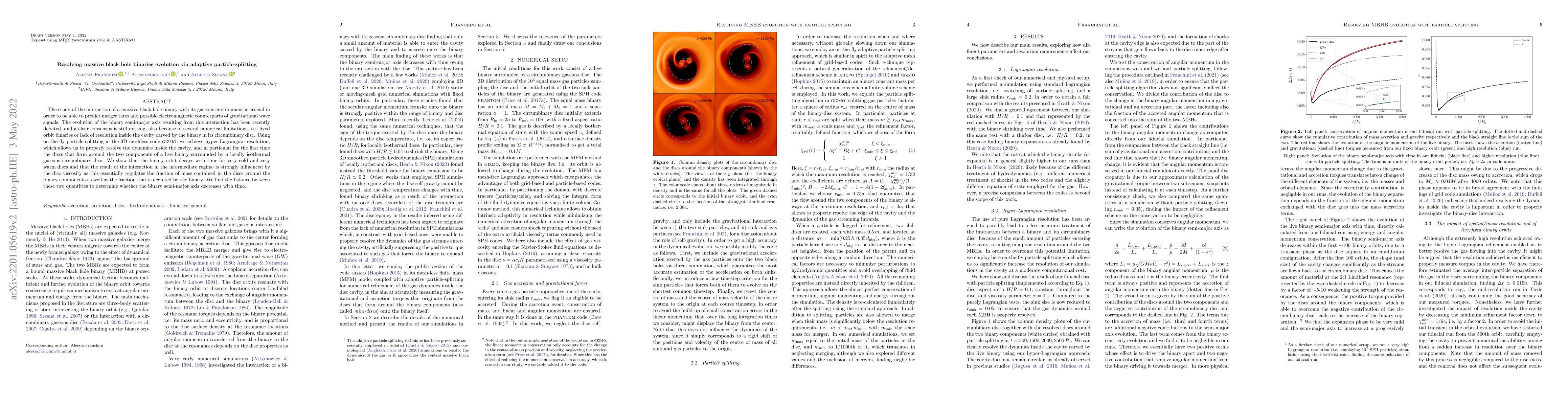 Thumbnail for Resolving massive black hole binaries evolution via adaptive
  particle-splitting