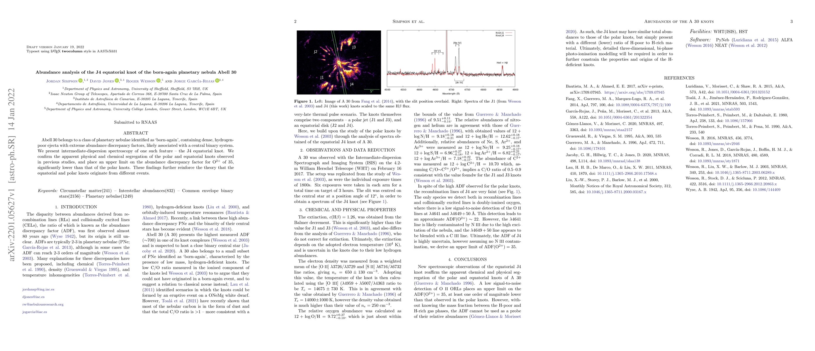 Thumbnail for Abundance Analysis of the J4 Equatorial Knot of the Born-again Planetary
  Nebula A30