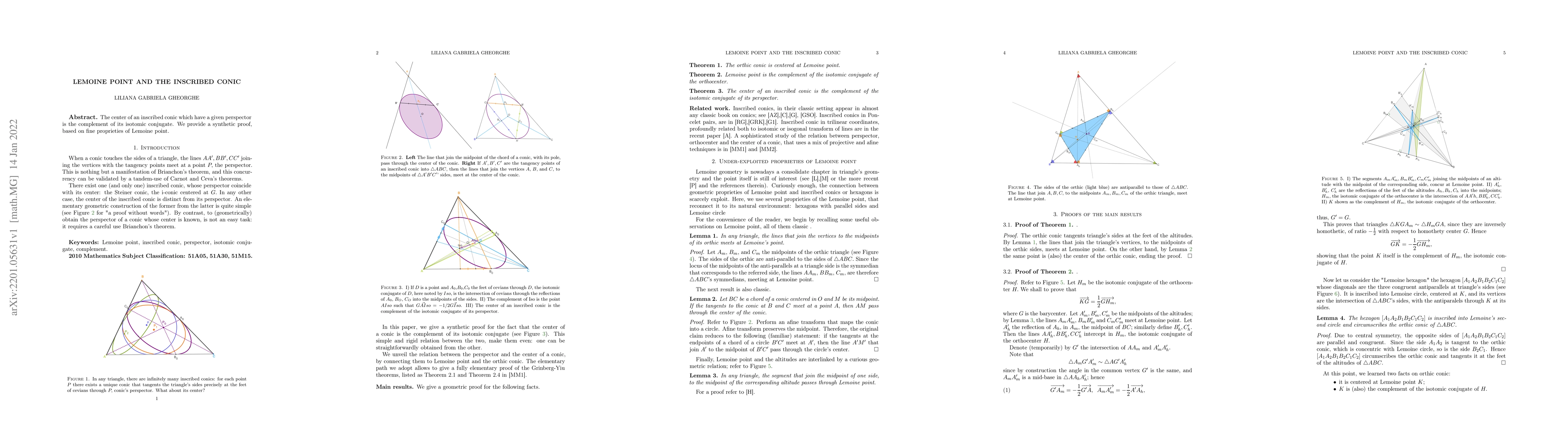 Thumbnail for Fine proprieties of Lemoine point and the inscribed conic