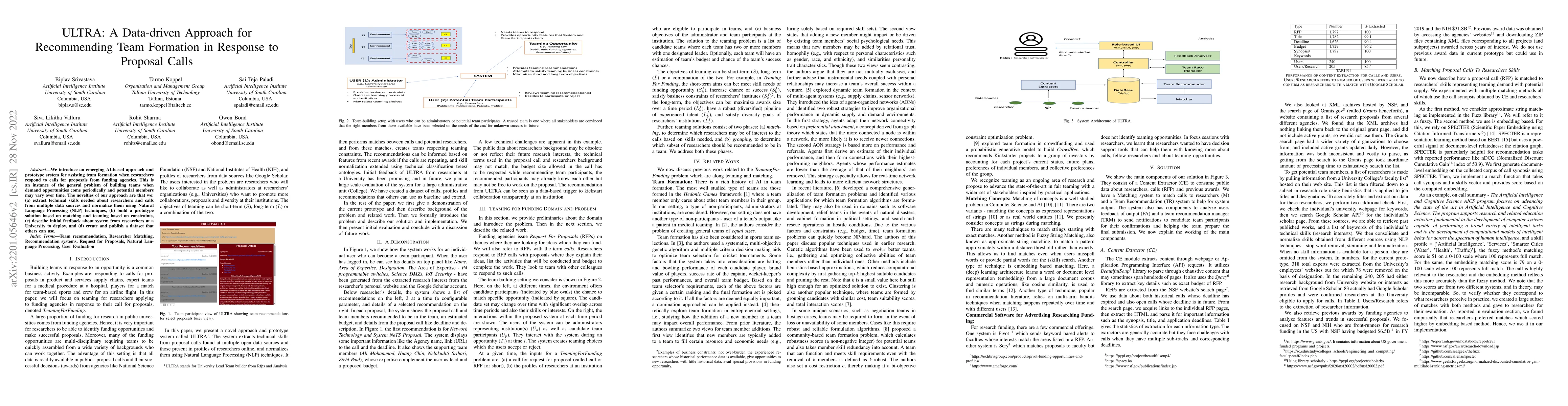 Thumbnail for ULTRA: A Data-driven Approach for Recommending Team Formation in
  Response to Proposal Calls