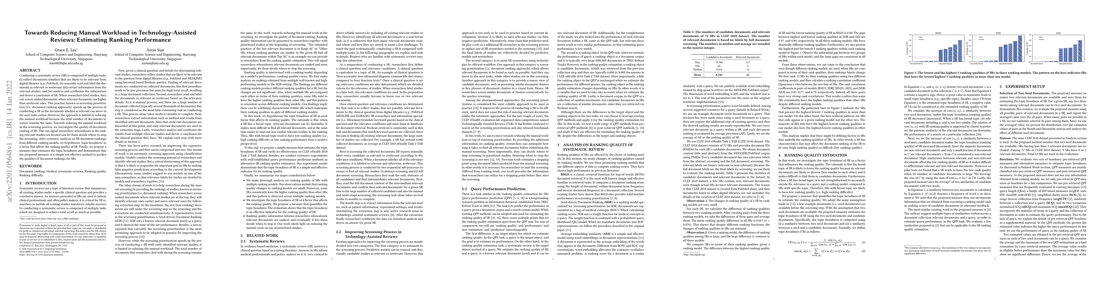 Thumbnail for Towards Reducing Manual Workload in Technology-Assisted Reviews:
  Estimating Ranking Performance