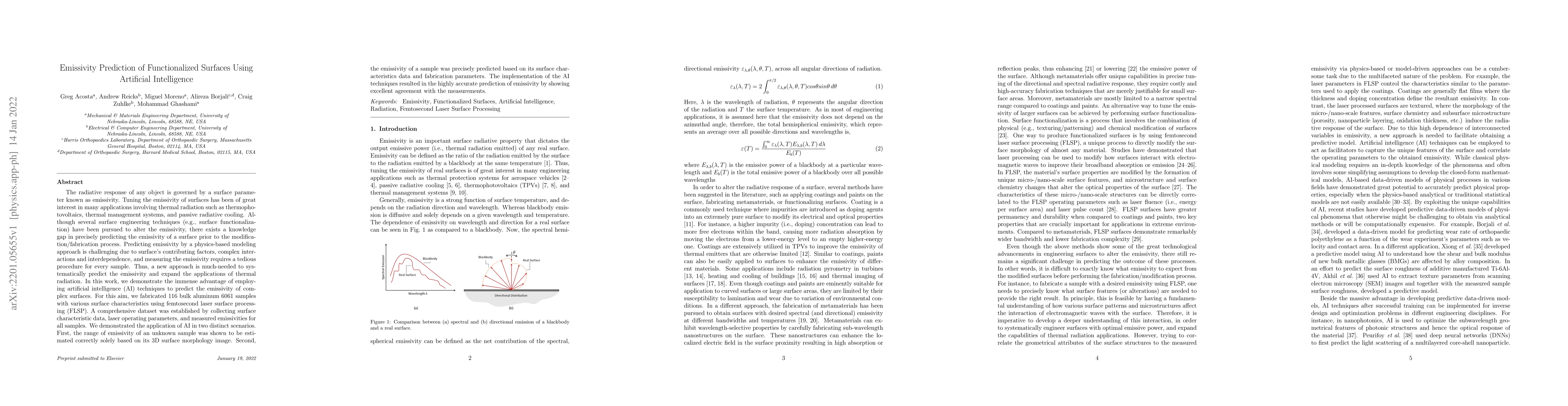 Thumbnail for Emissivity Prediction of Functionalized Surfaces Using Artificial
  Intelligence