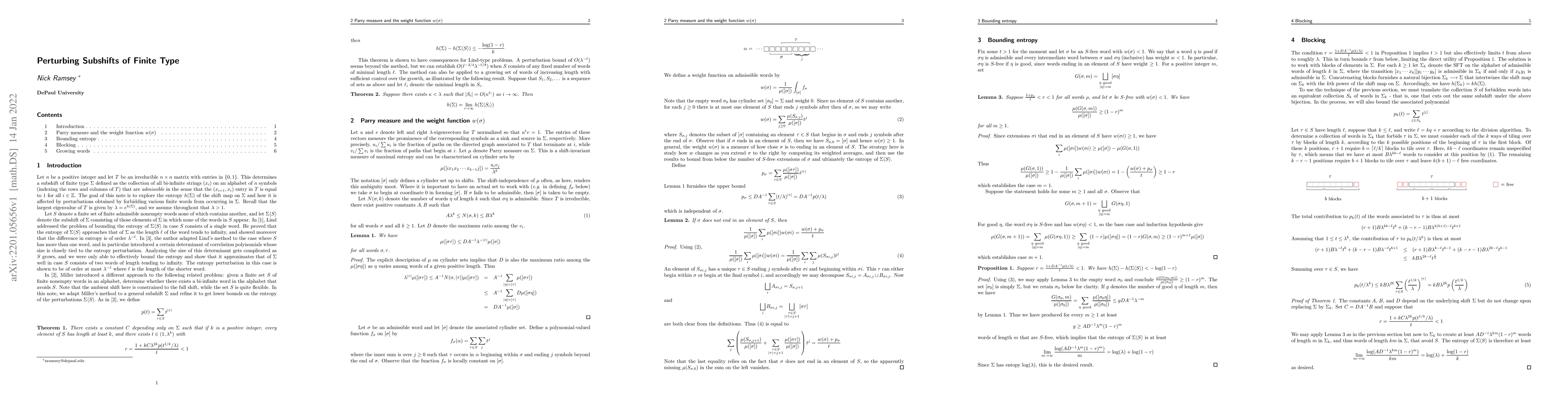 Thumbnail for Perturbing Subshifts of Finite Type