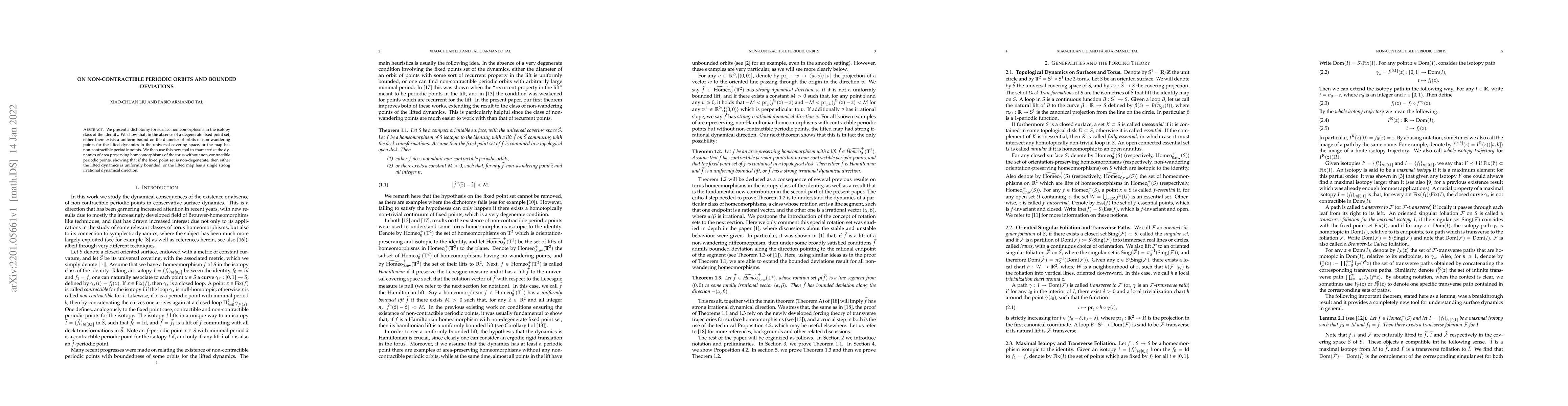 Thumbnail for On Non-contractible Periodic Orbits and Bounded Deviations