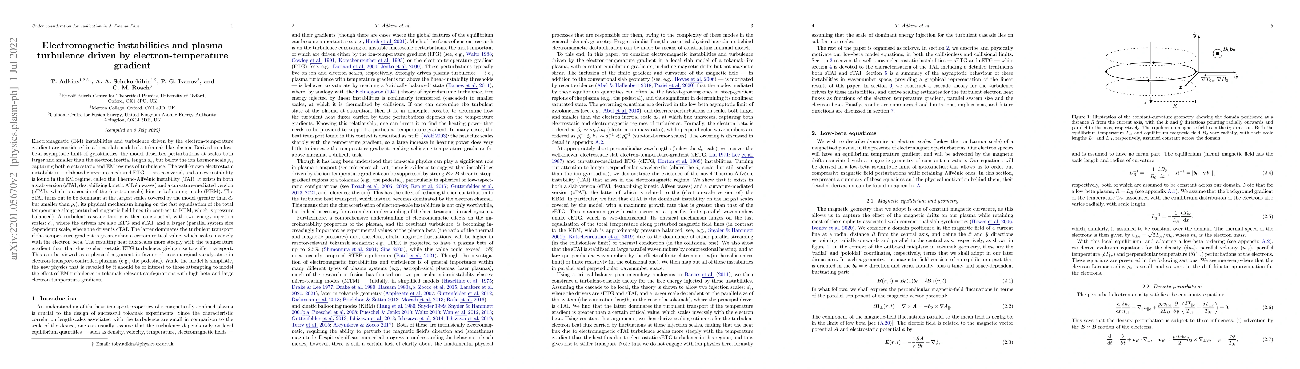 Thumbnail for Electromagnetic instabilities and plasma turbulence driven by
  electron-temperature gradient