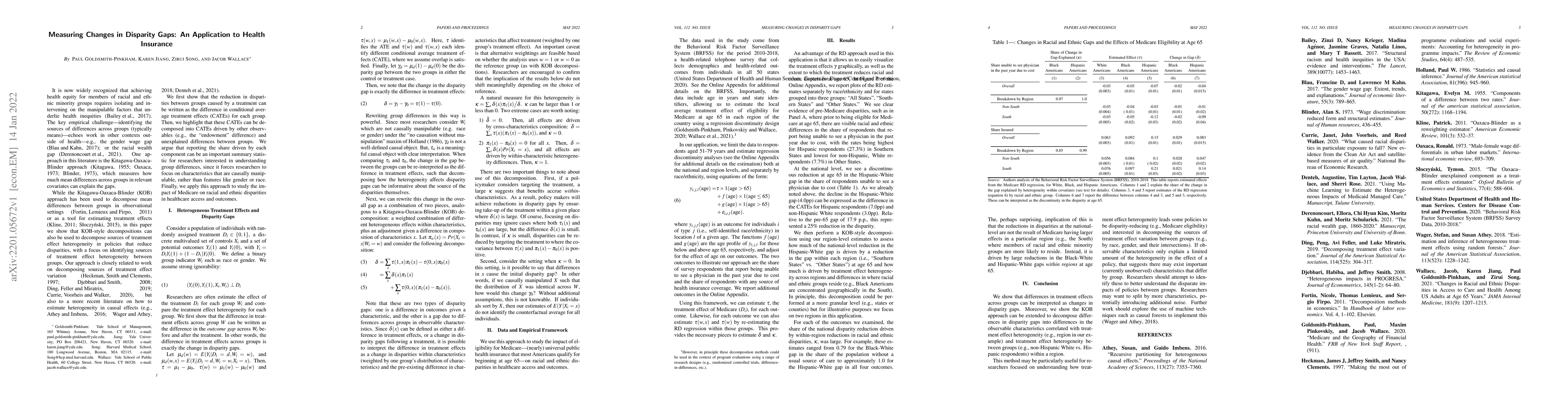 Thumbnail for Measuring Changes in Disparity Gaps: An Application to Health Insurance