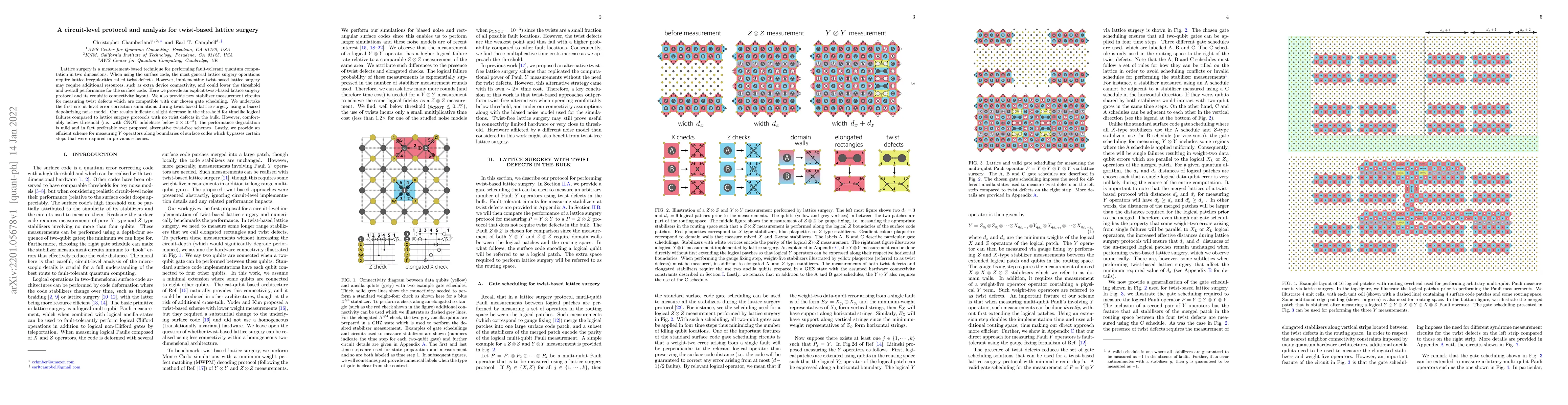 Thumbnail for A circuit-level protocol and analysis for twist-based lattice surgery