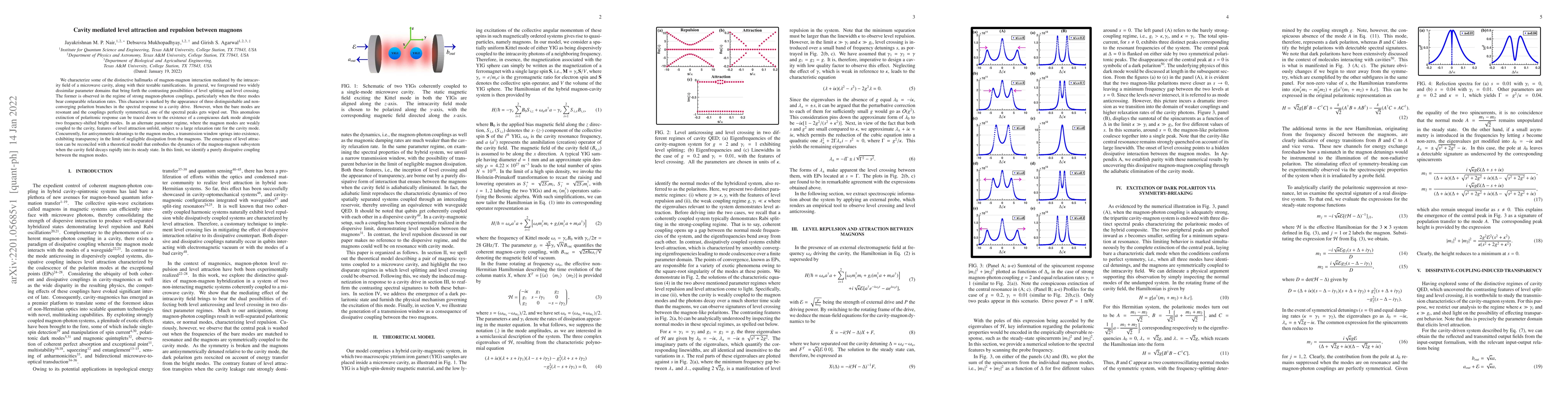 Thumbnail for Cavity mediated level attraction and repulsion between magnons