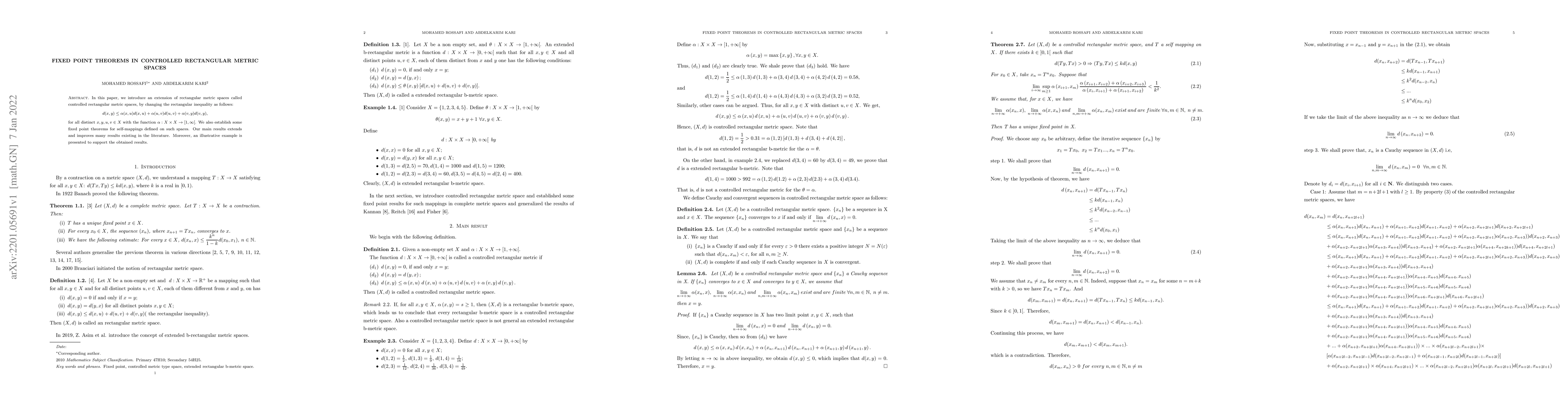 Thumbnail for Fixed point theorems in controlled rectangular metric spaces
