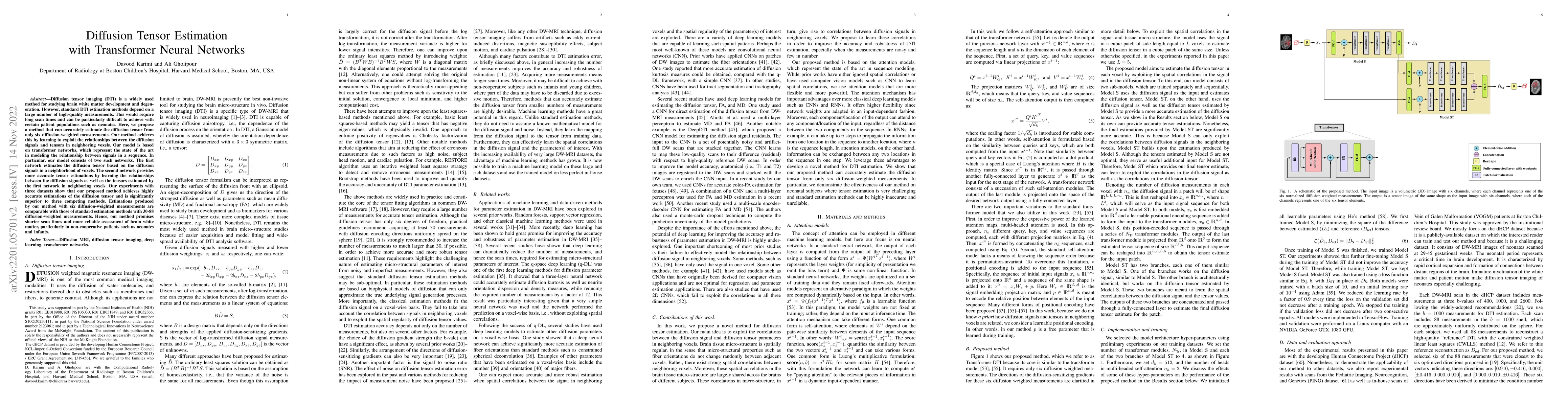Thumbnail for Diffusion Tensor Estimation with Transformer Neural Networks