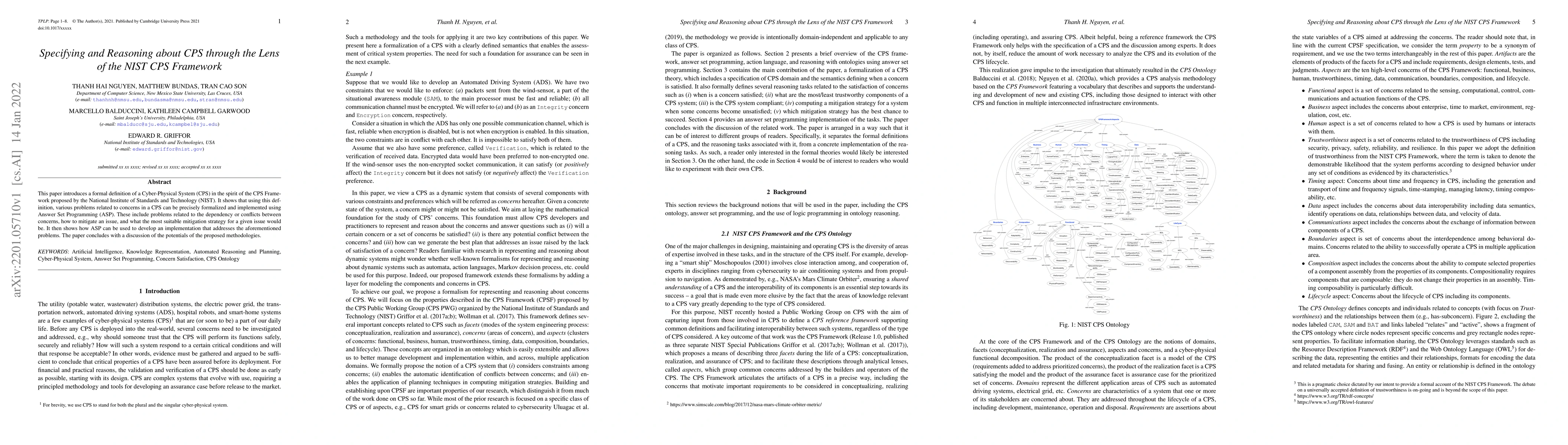 Thumbnail for Specifying and Reasoning about CPS through the Lens of the NIST CPS
  Framework