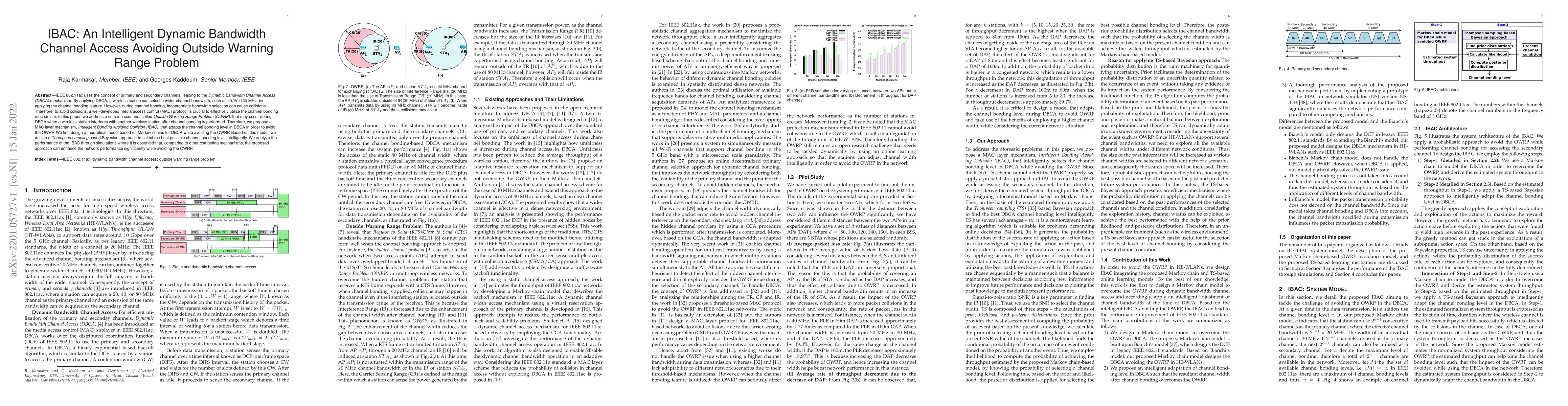 Thumbnail for IBAC: An Intelligent Dynamic Bandwidth Channel Access Avoiding Outside
  Warning Range Problem