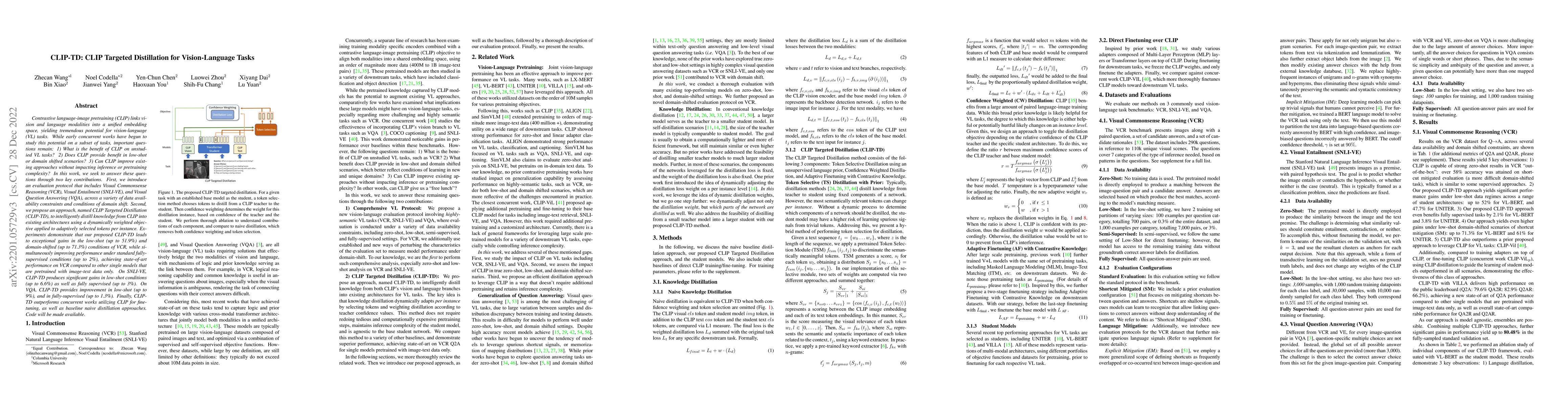 Thumbnail for CLIP-TD: CLIP Targeted Distillation for Vision-Language Tasks