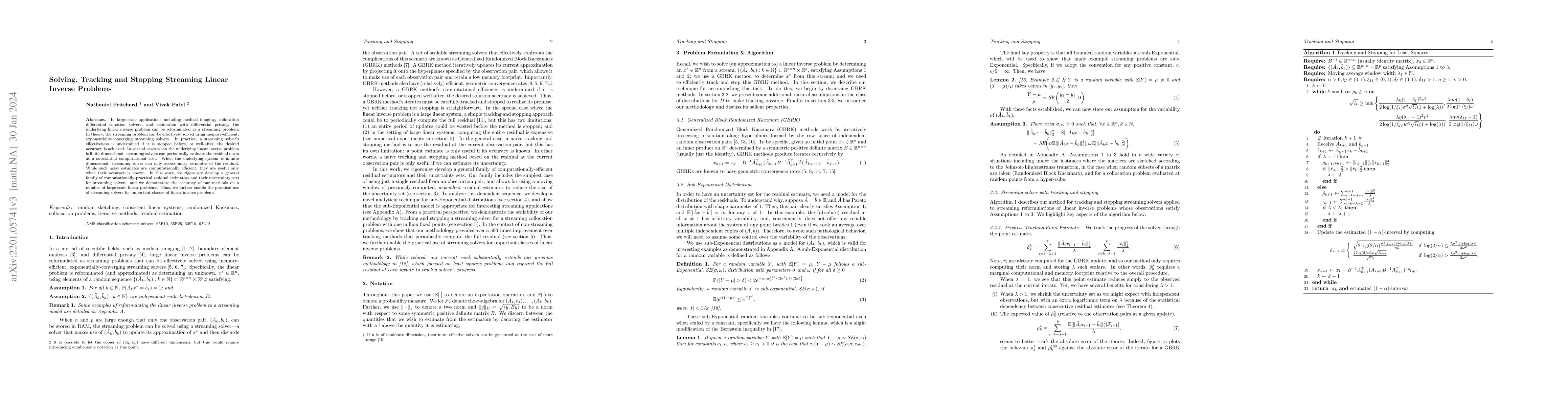 Thumbnail for Solving, Tracking and Stopping Streaming Linear Inverse Problems