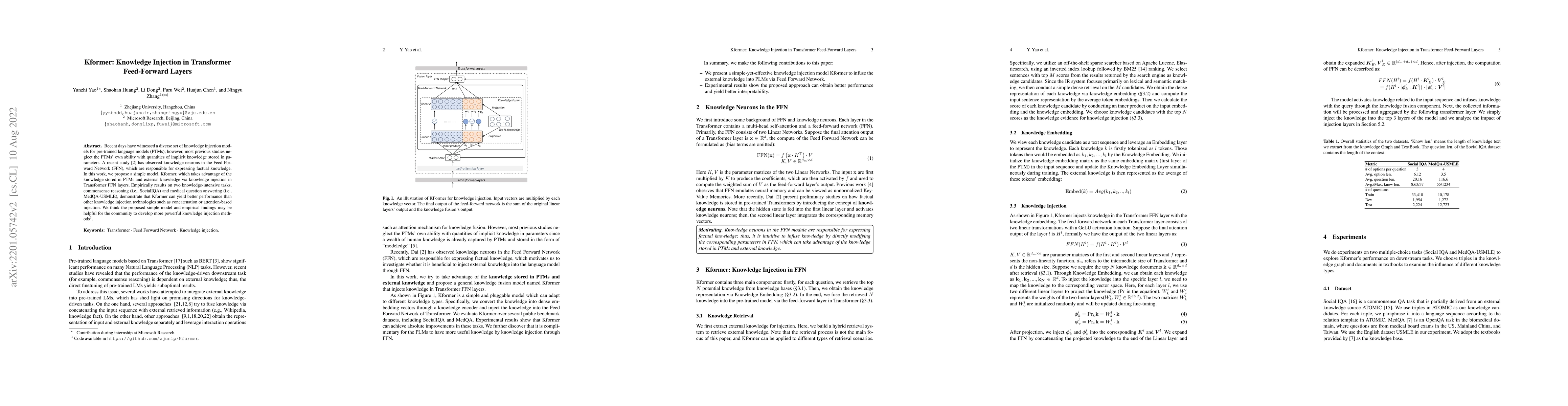 Thumbnail for Kformer: Knowledge Injection in Transformer Feed-Forward Layers