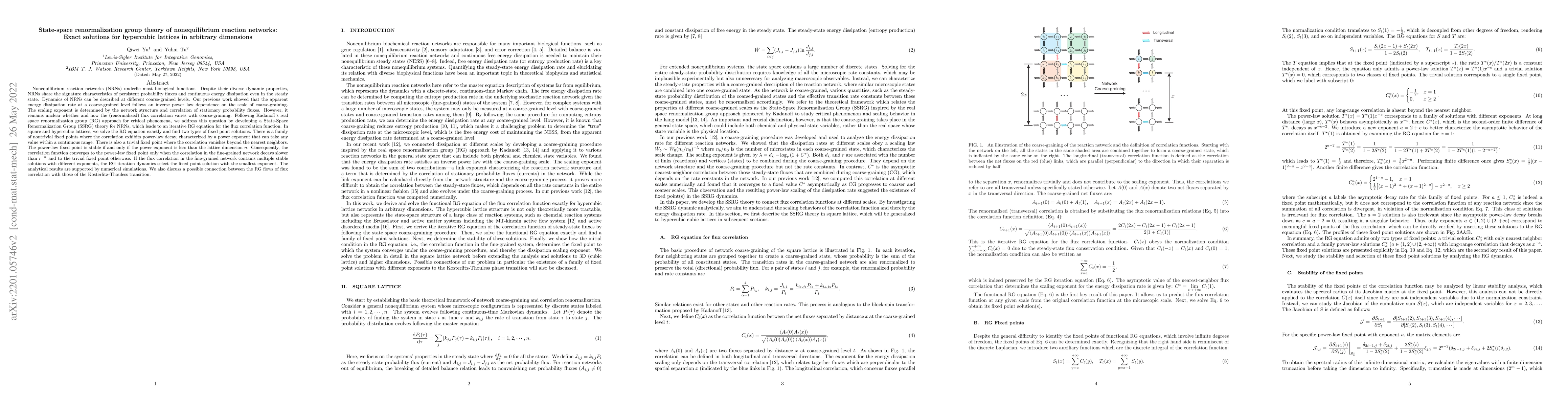 Thumbnail for State-space renormalization group theory of nonequilibrium reaction
  networks: Exact solutions for hypercubic lattices in arbitrary dimensions