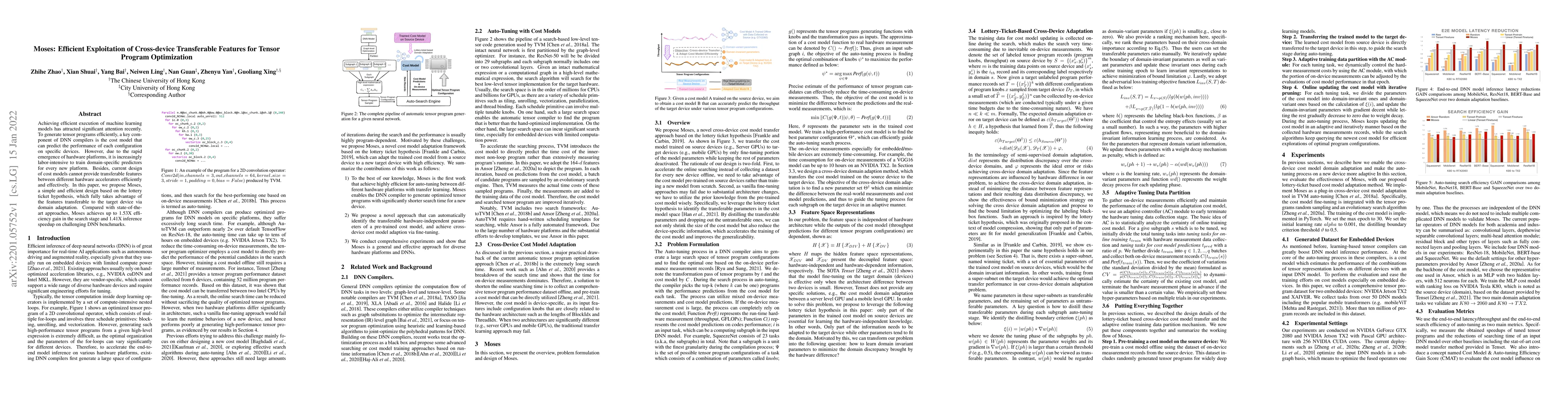 Thumbnail for Moses: Efficient Exploitation of Cross-device Transferable Features for
  Tensor Program Optimization