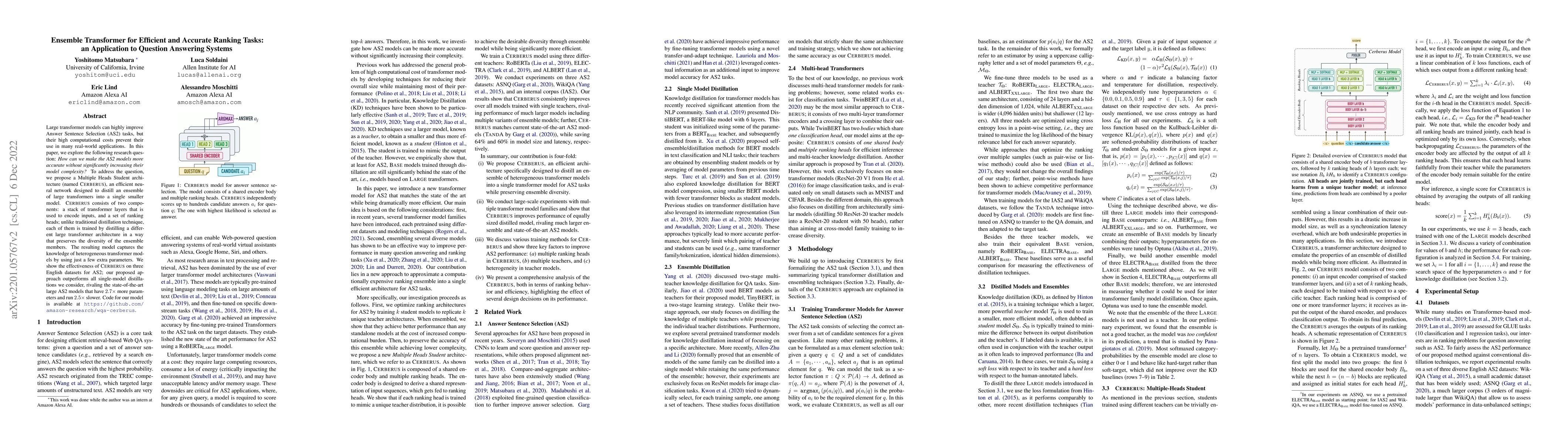 Thumbnail for Ensemble Transformer for Efficient and Accurate Ranking Tasks: an
  Application to Question Answering Systems