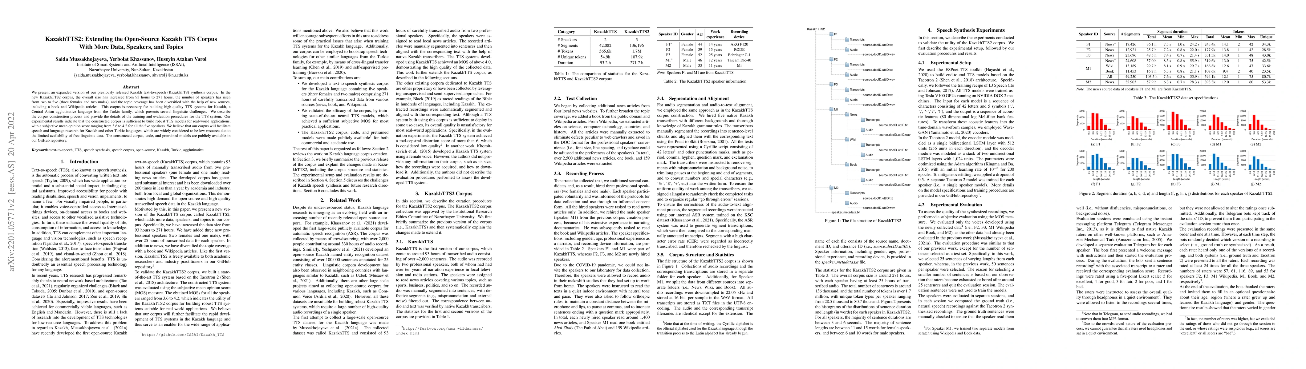 Thumbnail for KazakhTTS2: Extending the Open-Source Kazakh TTS Corpus With More Data,
  Speakers, and Topics