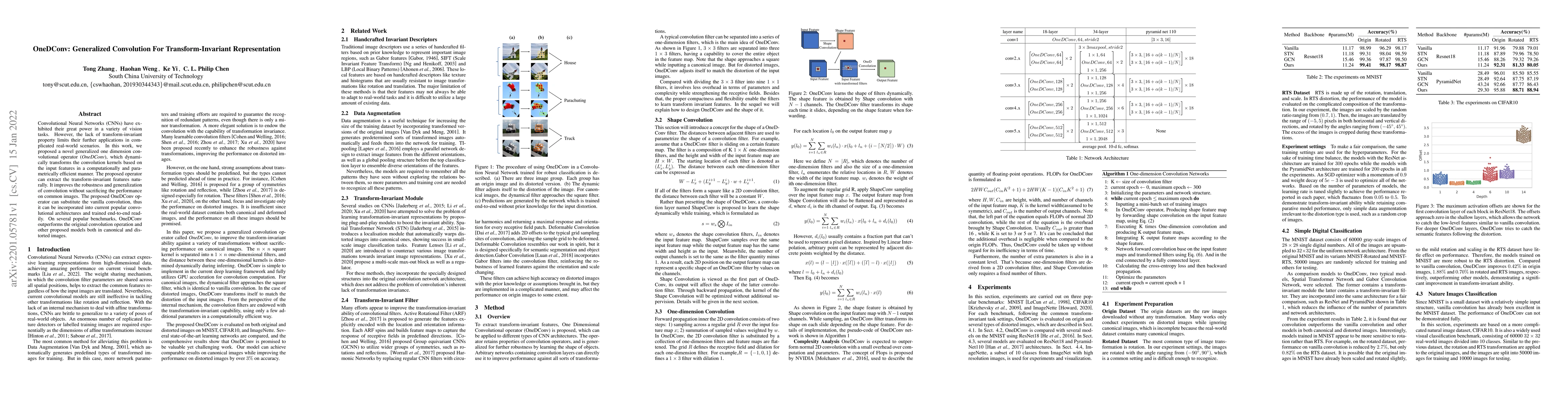 Thumbnail for OneDConv: Generalized Convolution For Transform-Invariant Representation