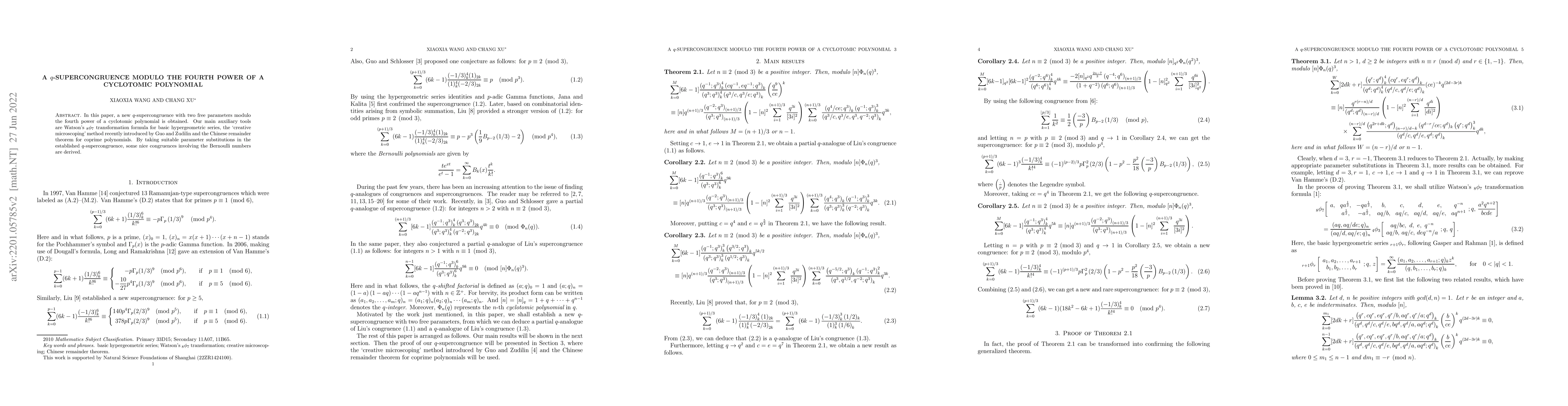 Thumbnail for A $q$-supercongruence modulo the fourth power of a cyclotomic polynomial