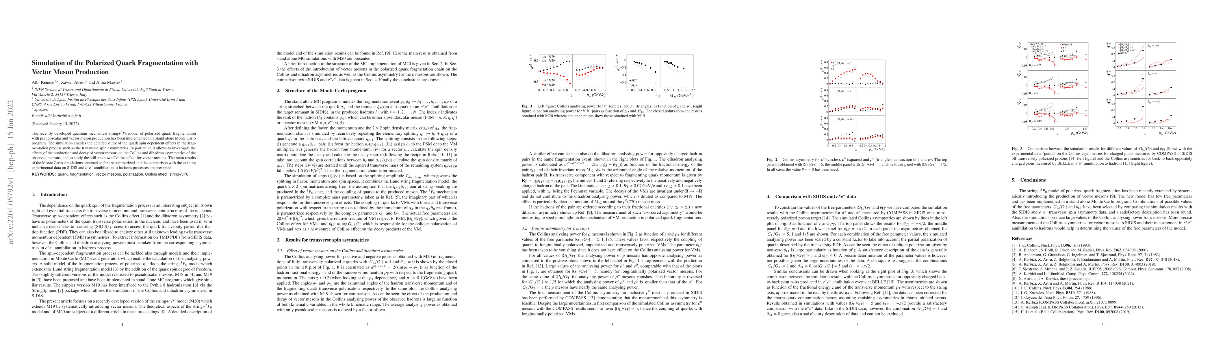 Thumbnail for Simulation of the Polarized Quark Fragmentation with Vector Meson
  Production