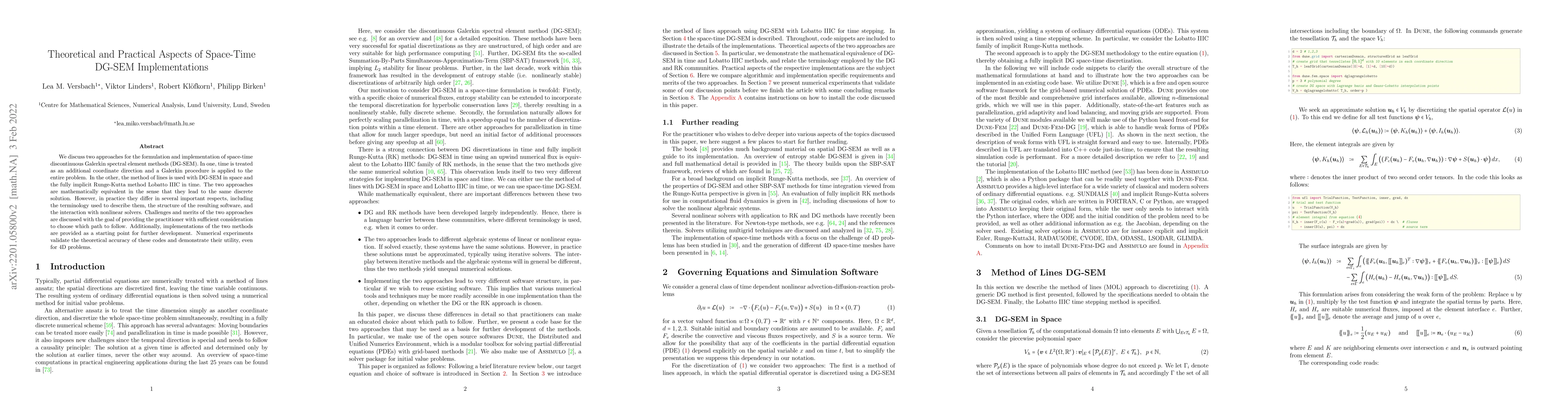 Thumbnail for Theoretical and Practical Aspects of Space-Time DG-SEM Implementations
