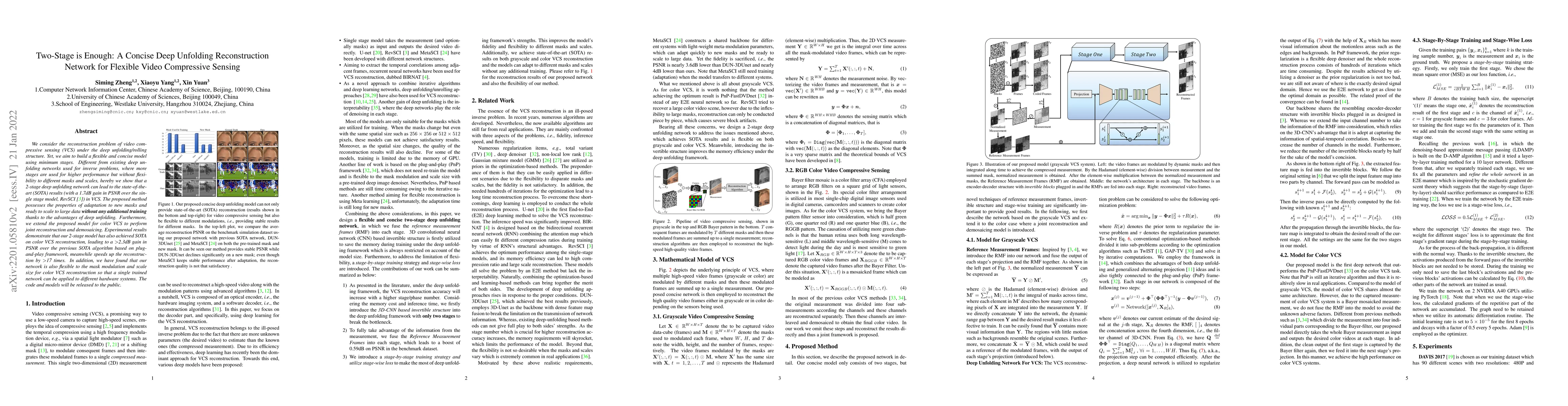 Thumbnail for Two-Stage is Enough: A Concise Deep Unfolding Reconstruction Network for
  Flexible Video Compressive Sensing