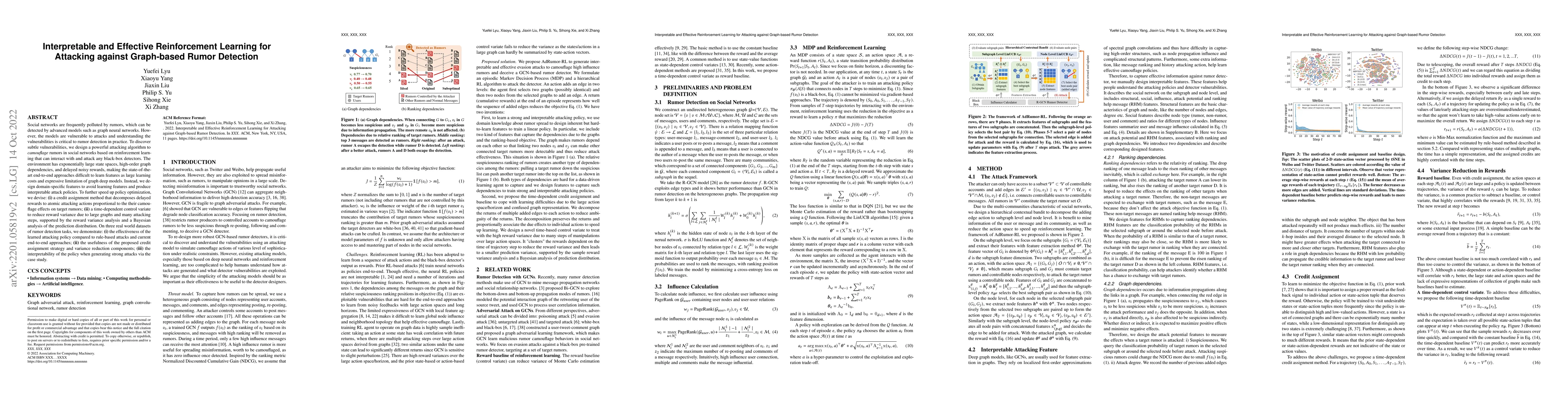 Thumbnail for Interpretable and Effective Reinforcement Learning for Attacking against
  Graph-based Rumor Detection