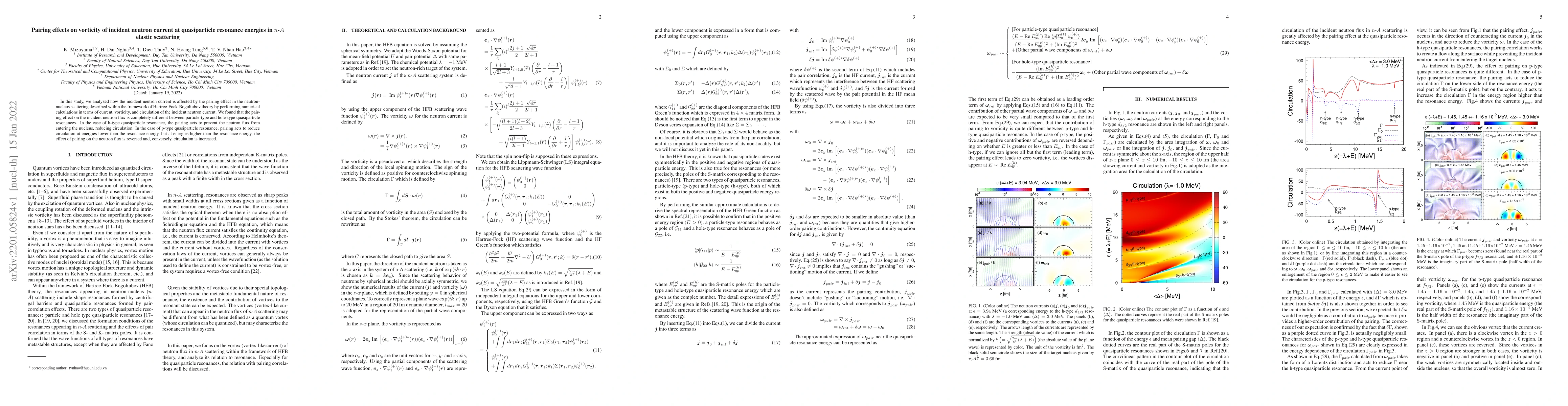 Thumbnail for Pairing effects on vorticity of incident neutron current at
  quasiparticle resonance energies in $n$-$A$ elastic scattering