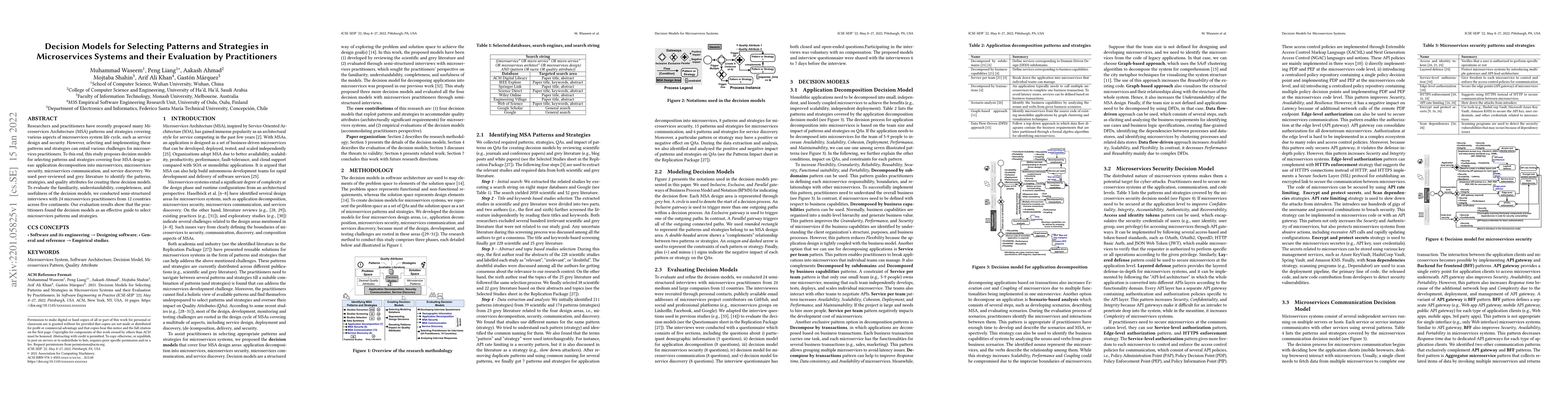 Thumbnail for Decision Models for Selecting Patterns and Strategies in Microservices
  Systems and their Evaluation by Practitioners