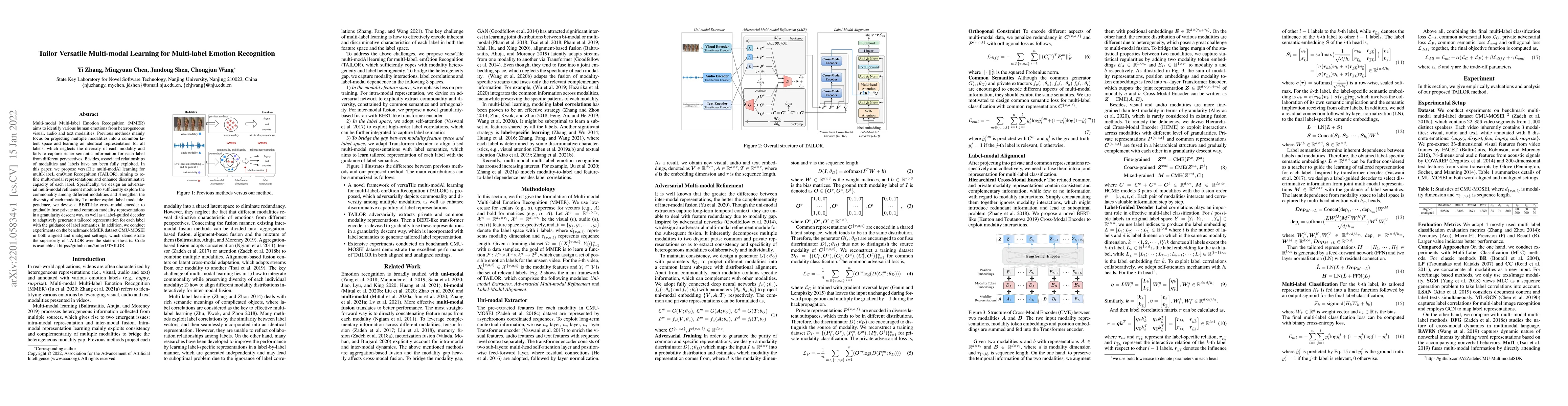 Thumbnail for Tailor Versatile Multi-modal Learning for Multi-label Emotion
  Recognition