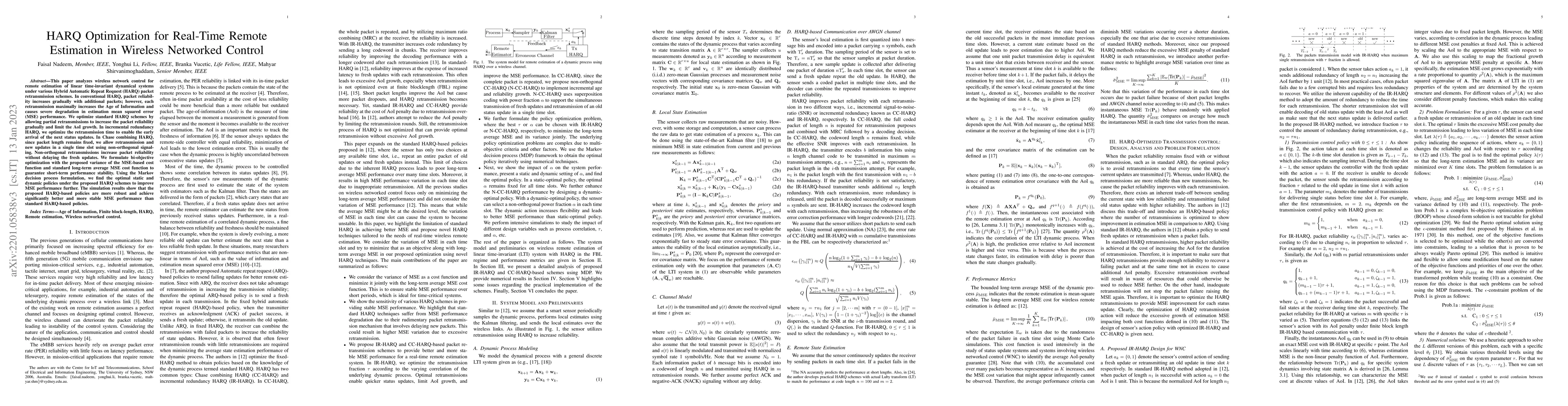 Thumbnail for HARQ Optimization for Real-Time Remote Estimation in Wireless Networked
  Control