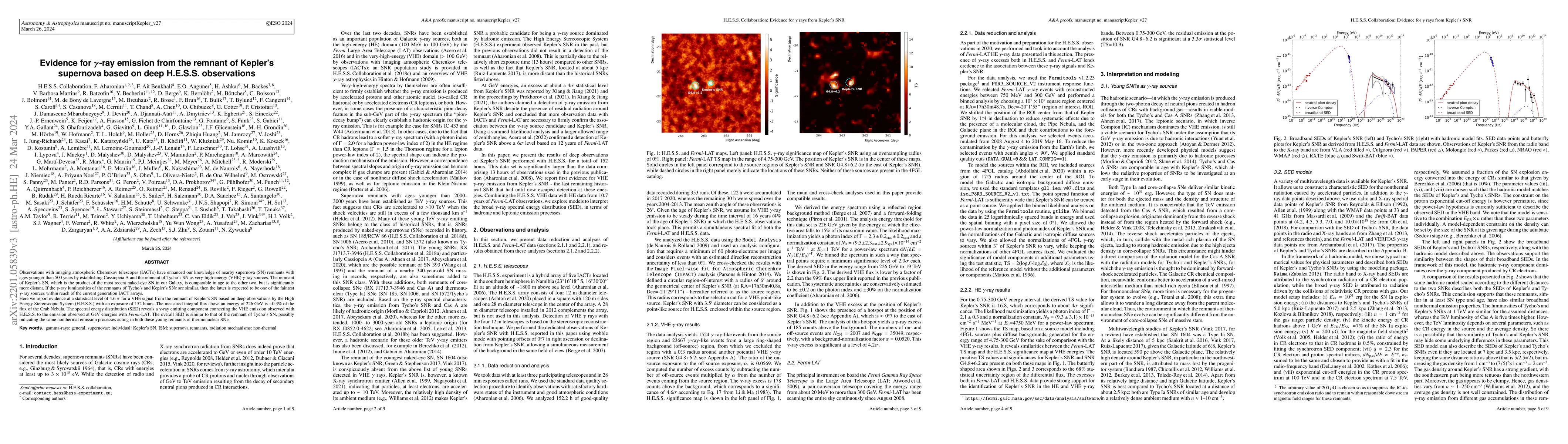 Thumbnail for Evidence for gamma-ray emission from the remnant of Kepler's supernova
  based on deep H.E.S.S. observations